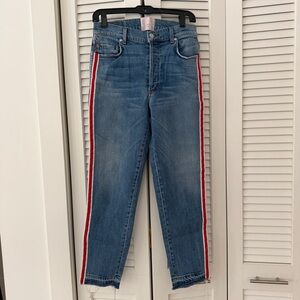 REVICE Blue Jeans with Red Side Stripe